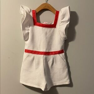 Janie and Jack white shorts romper. size:5